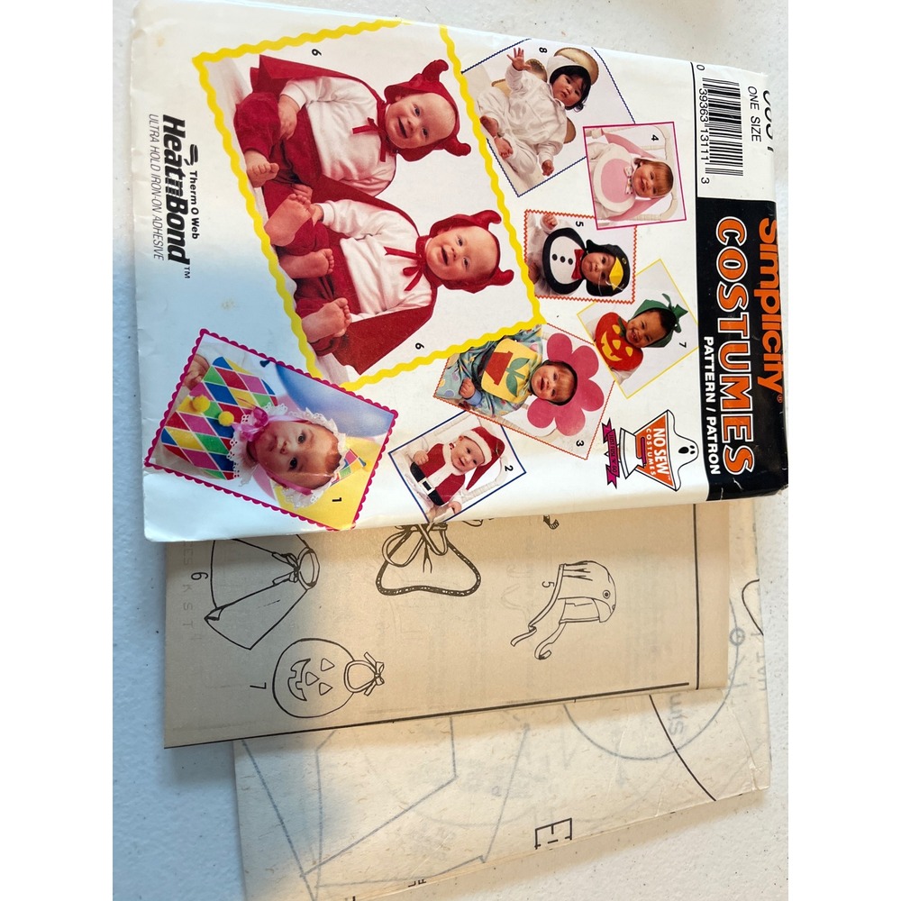 Simplicity 8031 No Sew Baby Costume Pattern Devil Pumpkin Santa One Size Infant